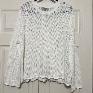 Ann Taylor LOFT Wide Sleeve Loose Knit Sweater in White Size XL NWT‎